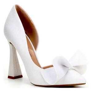 Betsey Johnson Nobble Sculpted Bow Pumps Heels ivory shimmer 8.5